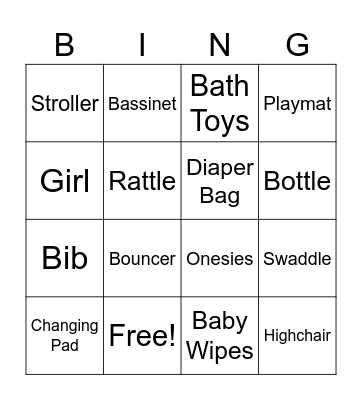 Baby Girl!! Bingo Card