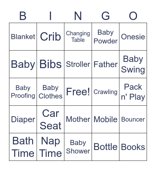Baby Shower Bingo Card