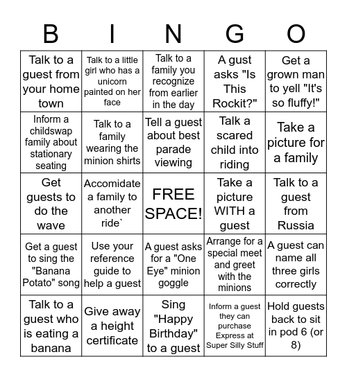 MINION  BINGO Card