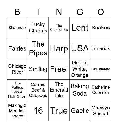 TRINGO #63 HAPPY ST. PADDY'S DAY! Bingo Card