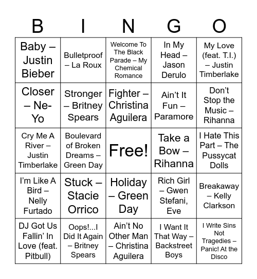 Y2K BINGO Card