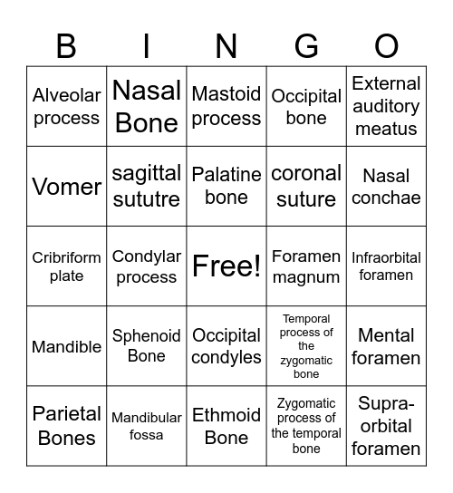Skull Bingo Card