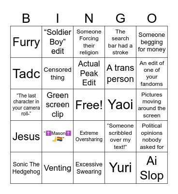 CapCut Bingo Card