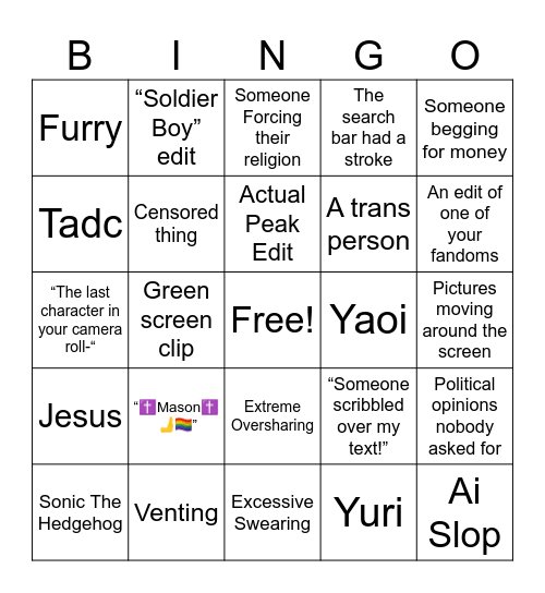 CapCut Bingo Card