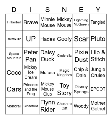 DISNEY DAYS Bingo Card