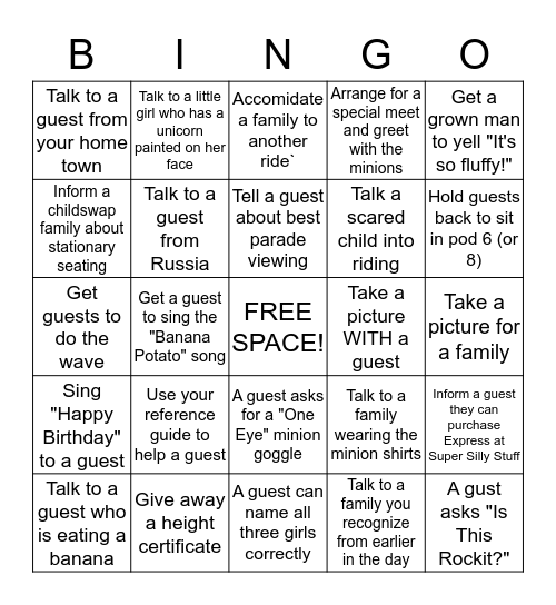 MINION  BINGO Card