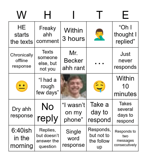 Evil White Bingo Card
