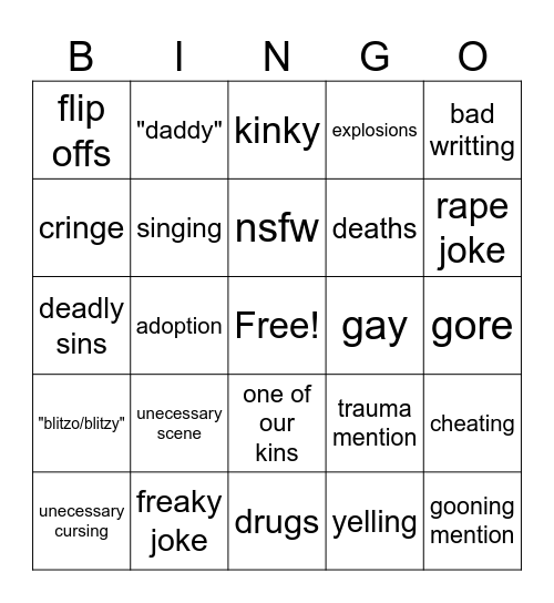 helluva boss Bingo Card