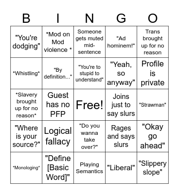 Tiktok Debate Live Bingo Card