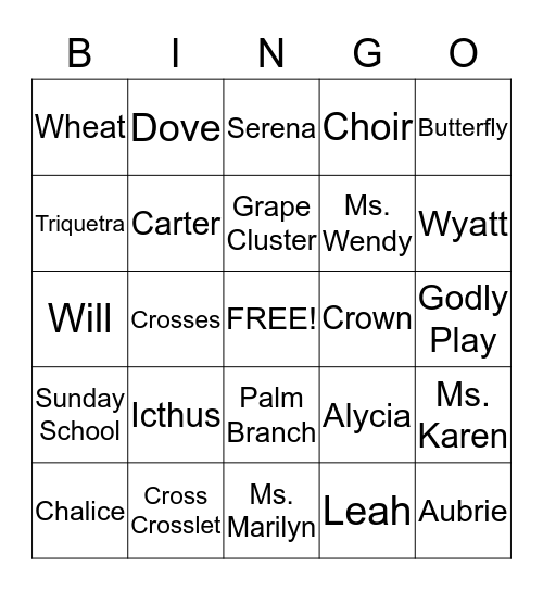 Crosses Bingo Card