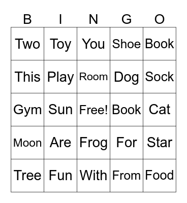 Bingo Target List 1 Bingo Card