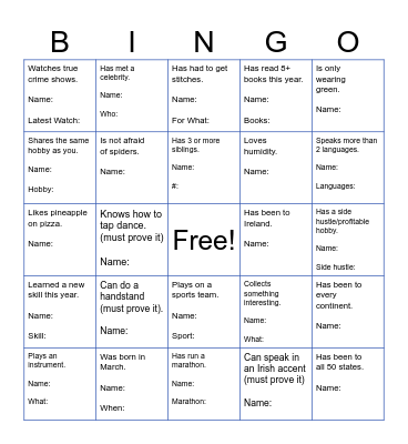 "Find Someone Who..." Bingo Card