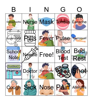 ESL Let's go to the Doctor Bingo Card