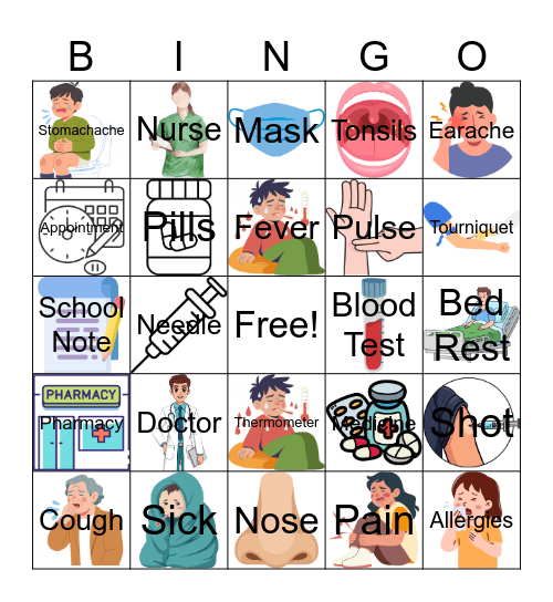 ESL Let's go to the Doctor Bingo Card