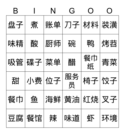 胡源诗 Bingo Card