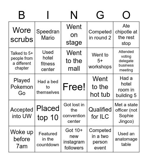 SLC Bingo Card