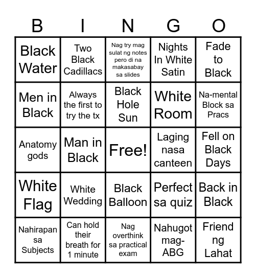 PTRE Days Bingo Card