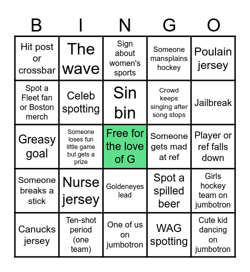 G's Birthday Bingo Card
