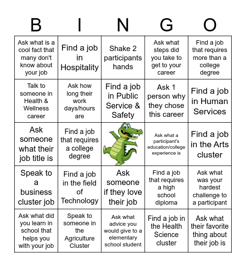 JTB Career Fair BINGO Card