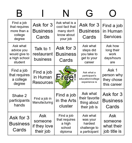 JTB Career Fair Bingo Card