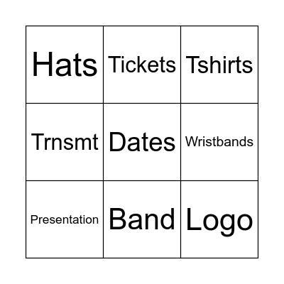 Merchandise Bingo Card