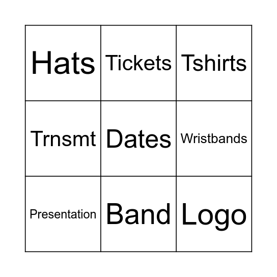 Merchandise Bingo Card