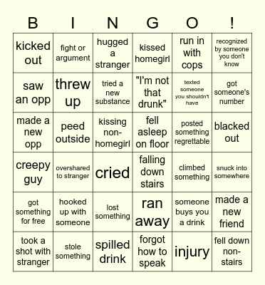 drunk bingo v2 Bingo Card