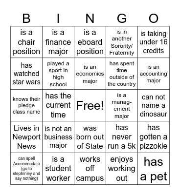 Find a Brother that... Bingo Card