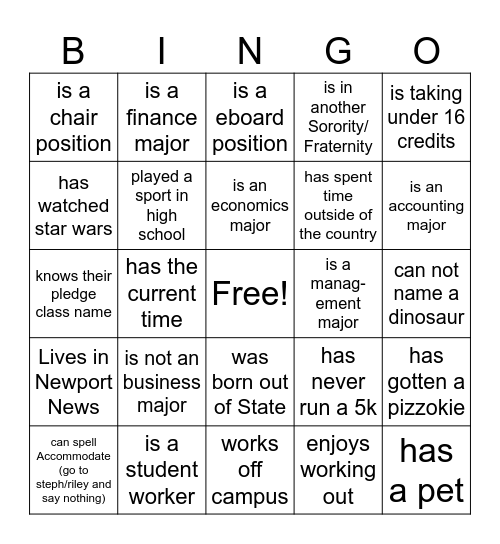 Find a Brother that... Bingo Card