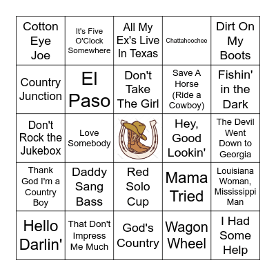 COUNTRY HITS Bingo Card
