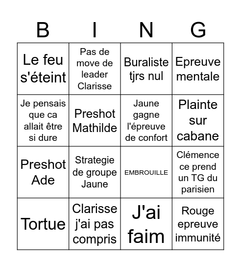 Episode 2 Bingo Card