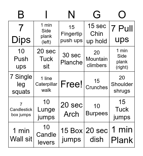 Bingo Strength Bingo Card