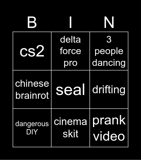 buh guh juh Bingo Card