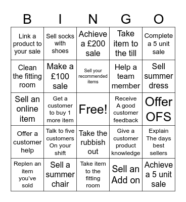 Sales  Bingo Card