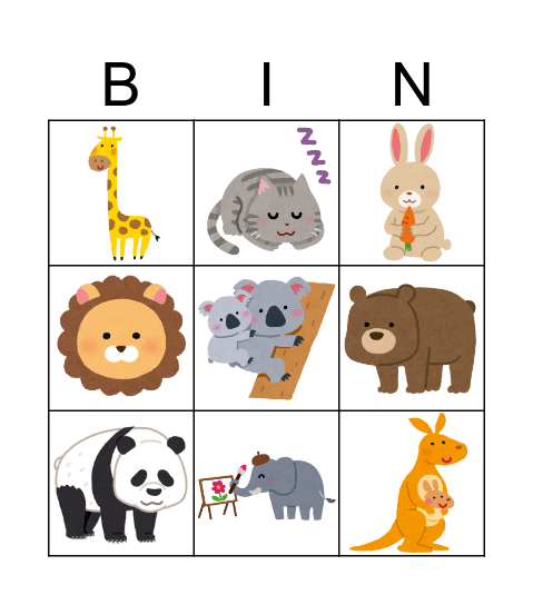 Animal BINGO Card