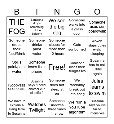 Beach Bingo Card