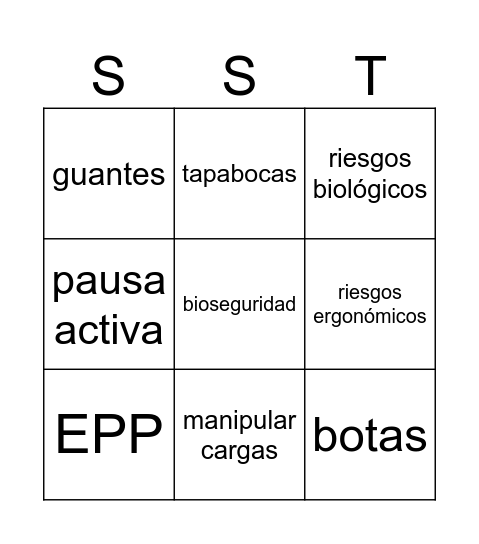 Bingo - Seguridad y Salud en el Trabajo Bingo Card
