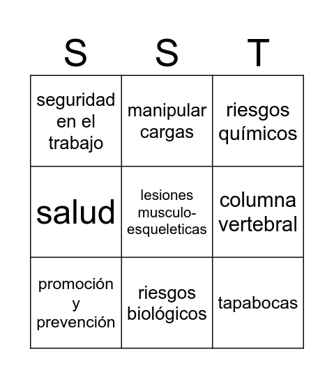 Bingo - Seguridad y Salud en el Trabajo Bingo Card