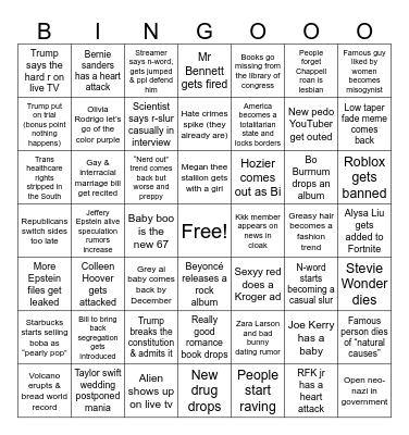 Next 9 months 2026 predictions Bingo Card