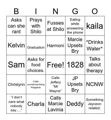 Bry Bingo Card