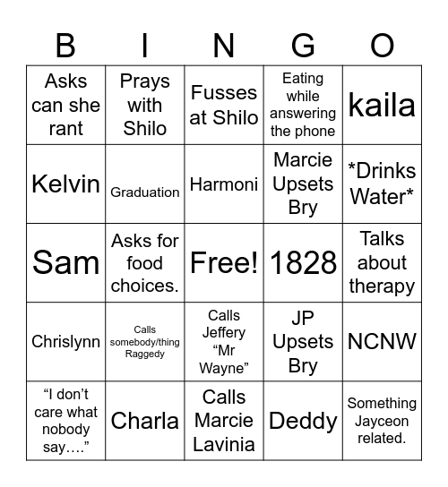 Bry Bingo Card