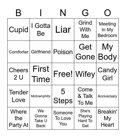 Men with Mics: R&B Groups Bingo Card