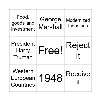 Economic Recovery and Growth Bingo Card