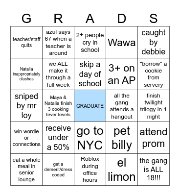 SENIOR BINGO !!! Bingo Card