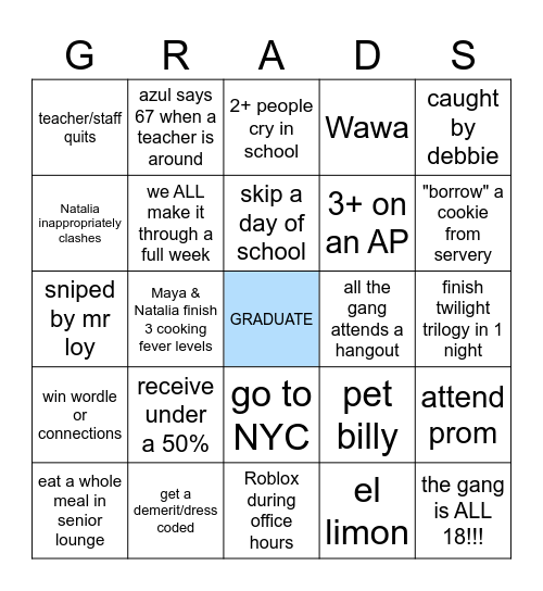 SENIOR BINGO !!! Bingo Card
