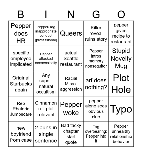 Cinnamong Us Bingo Card