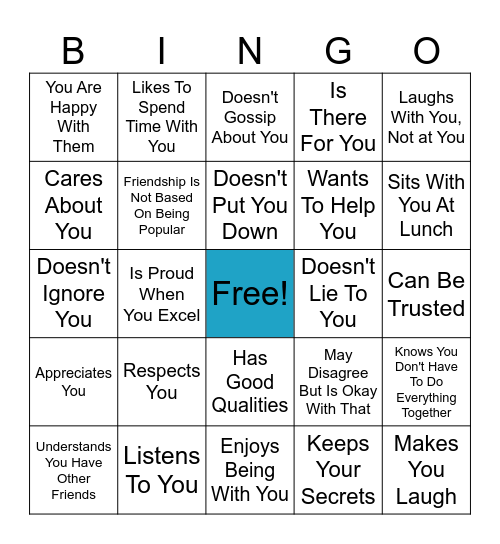 Friendship BINGO Card