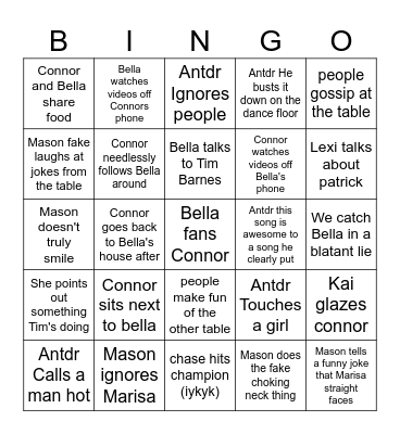 pagan prom table bingo Card