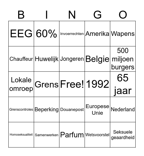 EU Bingo  Bingo Card
