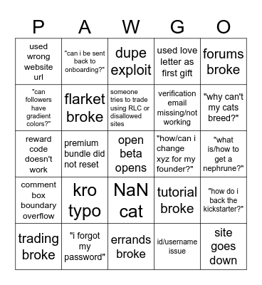 Untitled Bingo Card
